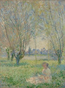 Žena sedící pod vrbami od Claude Monet