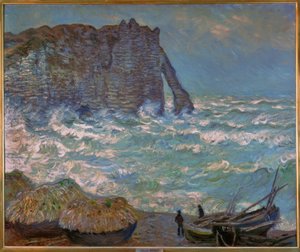 Étretat, rozbouřené moře od Claude Monet