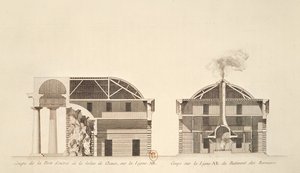 Průřez vchodem do solných závodů v ideálním městě Chaux, kolem roku 1801