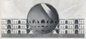 Příčný řez plánem hřbitova pro město Chaux od Clauda Nicolase Ledouxe (1736-1806).
