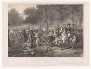 George Washington v bitvě u Monongahela Život George Washingtona, vojáka (titul na předmětu) od Claude Régnier