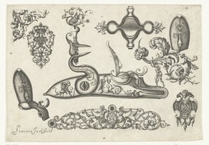 Deset motivů Plusieurs pieces et ornaments Darquebuzerie (název série) od Claude Simonin