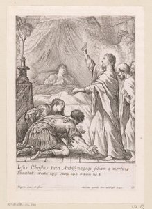 Kristus vychovává Jairovu dceru Miracula Domini Nostri Jesu Christi (název série) Zázraky Krista (název série) od Claude Vignon