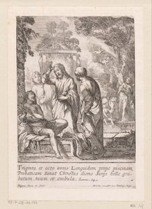 Uzdravení muže v bazénu v Bethesdě Miracula Domini Nostri Jesu Christi (název série) Zázraky Krista (název série) od Claude Vignon