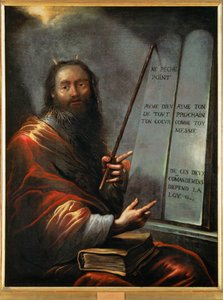 Mojžíš s deskami Zákona (malba na plátně)