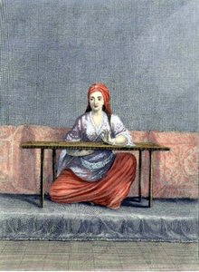 Turecká ženská výšivka, rytina C. du Bose, počátek 18. století (rytina) od Claude du Bose
