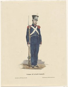 Belgický lukostřelec, 1830 Costume de la Garde Communale (název na objektu) od Claudio Linati