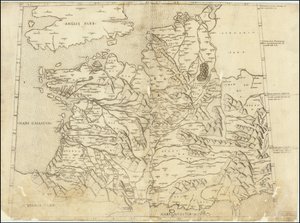 1507 Ptolemaiovská mapa Francie od Claudius Ptolemy
