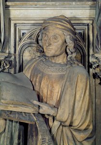 Jeremiáš, detail jedné z postav proroka z šestihranného podstavce Mojžíšovy studny, kámen 1395-1404