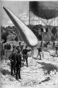 Vojenské aerostaty: telefonické zkušenosti při založení Meudonu. Rytina od Claverie v „“ Le Monde Illustré““ č. 1331 z 30. září od Claverie