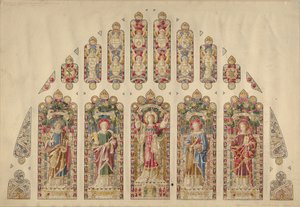 Design pro vícepanelové vitrážové okno, Church of the Divine Paternity, New York, ca.1898. od Clayton and Bell