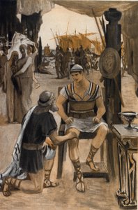 Priam rachete má Achilleovo tělo svého syna (Hectora). Ilustrace Clementa Gontiera (1876-1918) pro Homerovu „Iliadu“ (Omero). Paříž, Henri Laurens