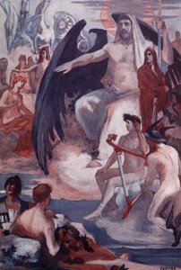 Obrana Jupitera na záchranu Trojanů nebo Řeků. Ilustrace Clementa Gontiera (1876-1918) pro Homerovu „Iliadu“ (Omero). Paříž, Henri Laurens od Clement Gontier