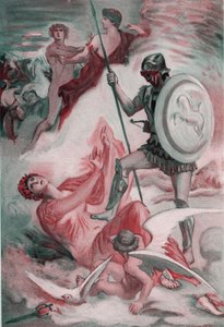 Venuše byla zraněna Diomedem, který se snažil zachránit svého syna Enee. Ilustrace Clementa Gontiera (1876-1918) pro Homerovu „Iliadu“ (Omero). Paříž, Henri Laurens