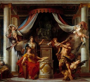 Alegorie revoluce: uprostřed Minerve předává Herkulovi tajemství, které ruší neřesti starověkého režimu Obraz Clement Belle (1722-1806) 1794 Sun. 3,56x3,86m od Clement Louis Marie Anne Belle