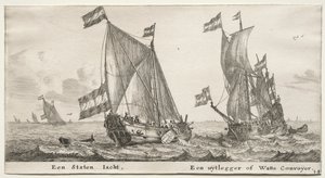 Různé lodě a pohledy na Amsterdam (Verscheÿde Schepen en Gesichten van Amstelredam), část II: Jachta holandské admirality. Strážní loď