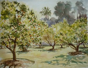 Mamounia, Pomerančové háje, 2000 (akvarel)
