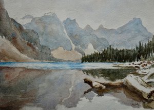 Moraine Lake IMG_2024, 2015 (akvarel) od Clive Wilson