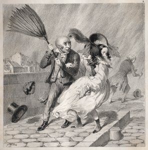 Bambochades: Vidíš, že můj barometr je v dobrém počasí!...je bohatý čas na..., 1841. od Clémente Pruche