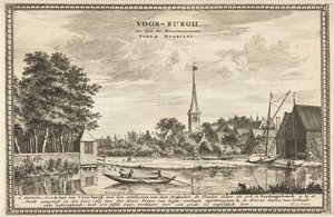 Pohled na Voorburg Voor-burgh v době Římanů s názvem Forum Hadriani (název na předmětu) od Coenraet Decker