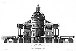 Část hradu Mereworth v Kentu, vyryla H. Hulsbergh, c.1722-24