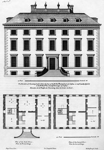 The Elevation of Chevening House in Kent, rytý H. Hillsburgh, ilustrace z 