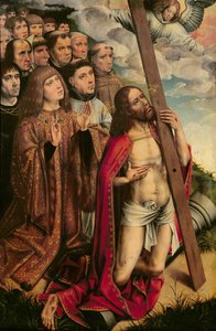 Kristus Prostředník s Filipem Sličným (1478-1506) a jeho doprovodem, levá deska z oltářního obrazu (viz také 223221)