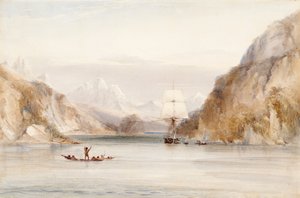 Beagle in the Murray Narrow, Tierra del Fuego (akvarelli paperille)