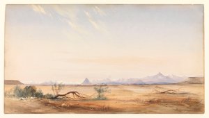 Kordillery v Andách, pohled z planiny Mystery, poblíž Santa Cruz, asi 1878 (akvarel) od Conrad Martens