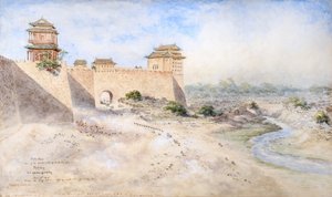 Hata Men. Jedna z jižních bran tatarského města, Peking 1879 (akvarel)