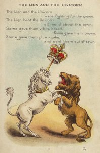 Říkanka: Lev a jednorožec (chromolitho)