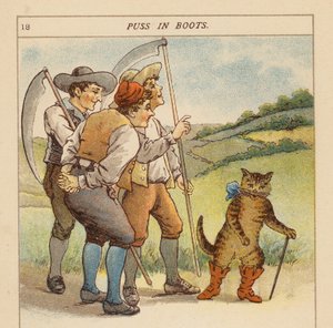 Kocour v botách (barevná litografie) od Constance Haslewood
