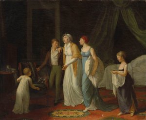 Matka v rekonvalescenci, o kterou se starají její děti (olej na plátně) od Constance Marie Charpentier