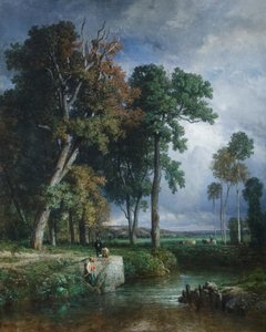 Rybáři, asi 1850 (olej na plátně) od Constant Emile Troyon