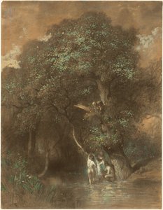 Bathers by a Giant Oak od Constant Troyon