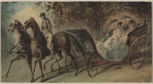 Přeprava v Bois de Boulogne, 1800s. od Constantin Guys