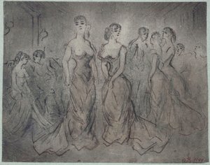 Interiér veřejného domu, ženy a muži, kolem roku 1875 od Constantin Guys