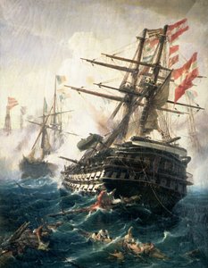 Bitva u Lissy, bojovaná mezi Rakousko-Uherskem a Itálií, v roce 1866 (olej na plátně) od Constantin Volanakis
