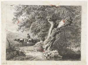 Krajina s holým stromem a pastýřem od Constantinus Cornelis Huysmans
