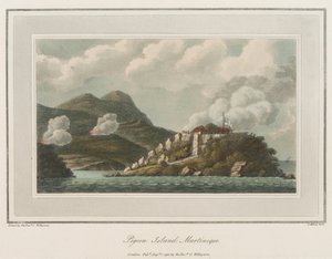 Holubí ostrov na Martiniku. Litografie (56,6x43,4 cm), autor: reverend Cooper Willyams (1762-1816)