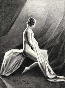 Socha ve stylu art deco s drapérií od Corné Akkers