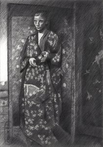 Elegantní žena v japonském kimonu od Corné Akkers