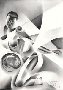 Geometrická ženská reflexe od Corné Akkers