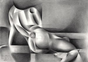 Geometrická aktová postava od Corné Akkers