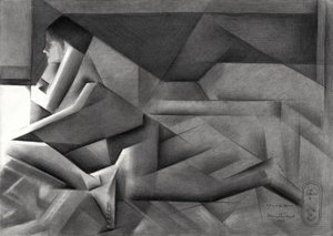Geometrická žena v zamyšlení od Corné Akkers