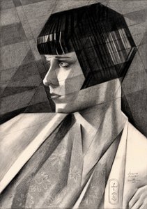 Zamyšlený portrét ve stylu art deco od Corné Akkers