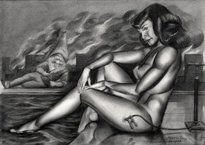 Zamyšlený trpaslík ve stylu pin-up od Corné Akkers