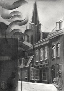 Stylizovaná městská ulice od Corné Akkers