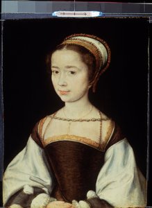 Obraz ""Portrait Of A Young Woman"" Malba Corneille De Lyon (Corneille Of The Hague) (1500/1510-1574) 1530 Přibližné rozměry 20 x 15,5 cm Petrohrad, Ermitáž