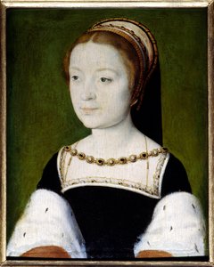 Portrét Madeleine Francouzské (1443-1495), nejstarší dcery Františka I., skotské královny, první manželky Jacquese V. Obraz Corneille De Lyon (Corneille de La Haye) (1500/1510-1574). Olej na dřevě. Rozměr: 0,22 x 0,31. Versailles, Musee Du Chateau - Por